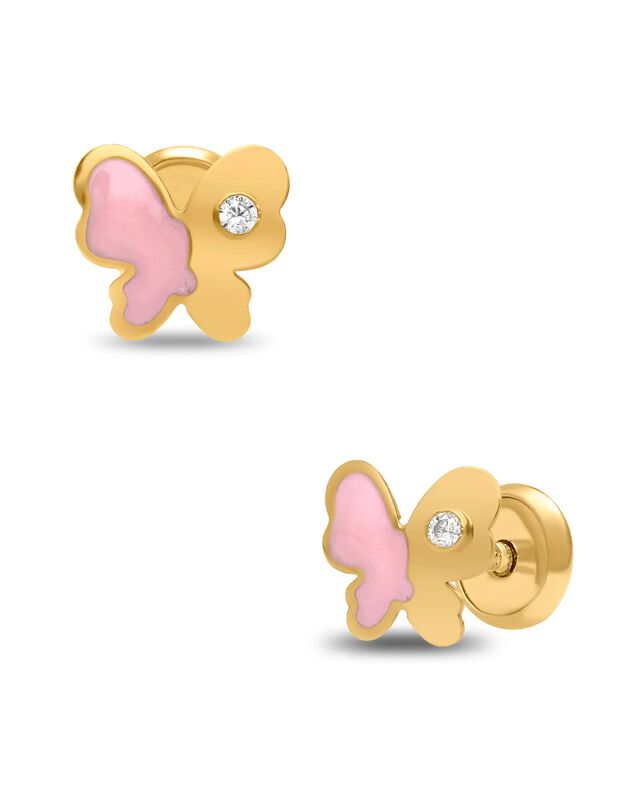 Broqueles De Mariposa En Oro Amarillo 14k Con E... image number null
