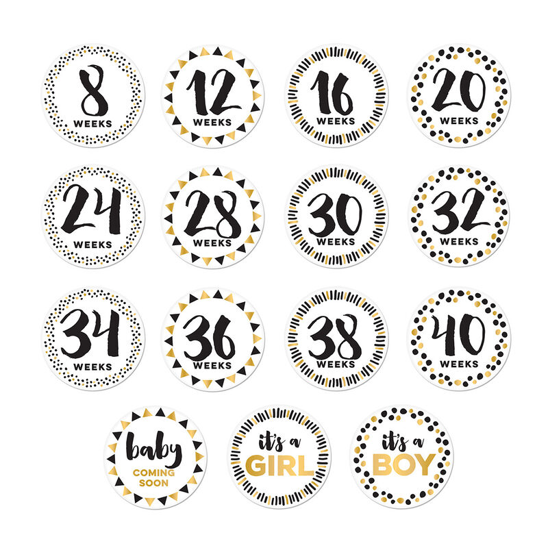 Estampas Embarazo Negro Blanco Y Oro image number null