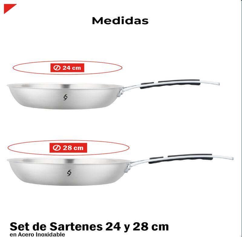 Set Sartenes De 24 y 28 Cms Acero inoxidable Bo... image number null