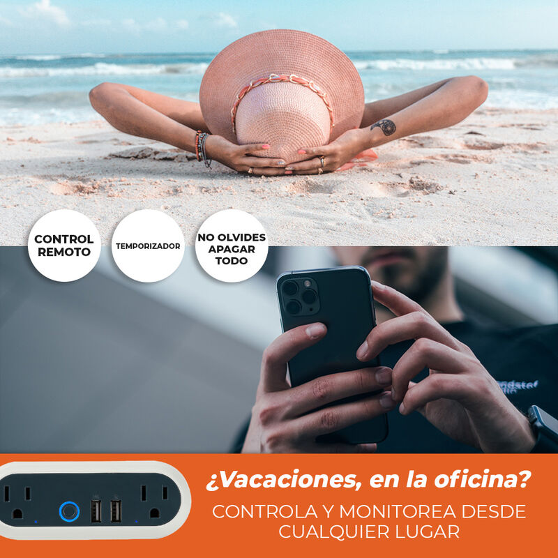 Enchufe Inteligente Doble Wi-Fi, 2 Puertos USB-... image number null