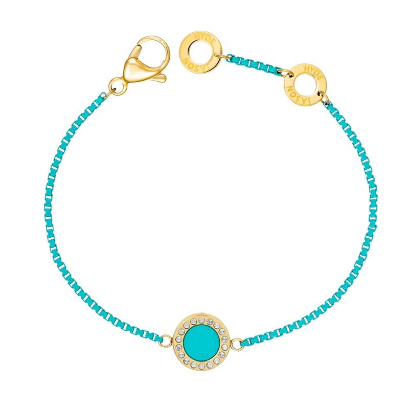 PULSERA OCEAN CADENA Y CHARM TURQUESA CON ZIRCO... image number null