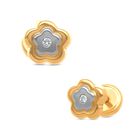 Broqueles De Flor En Oro Amarillo Y Blanco 14k Con 1pt De Diamantes (1mm Aprox)