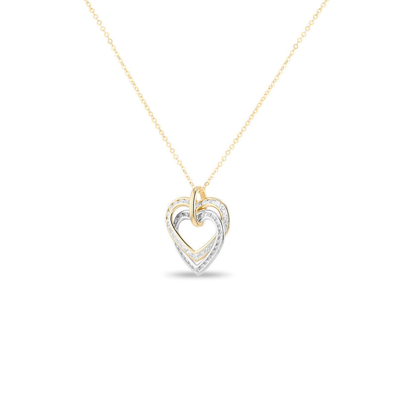 Dije Coraz&oacute;n Bicolor Oro 10k Con Zirconias + Ca... image number null