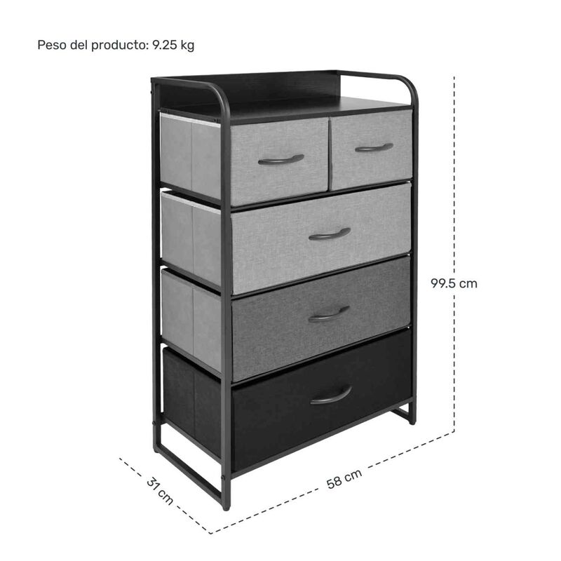 Mueble Bur&oacute; Organizador Comoda 5 Cajoneras Tela... image number null