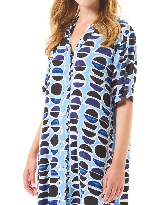 Vestido de Viscosa Abierto Azul image number null