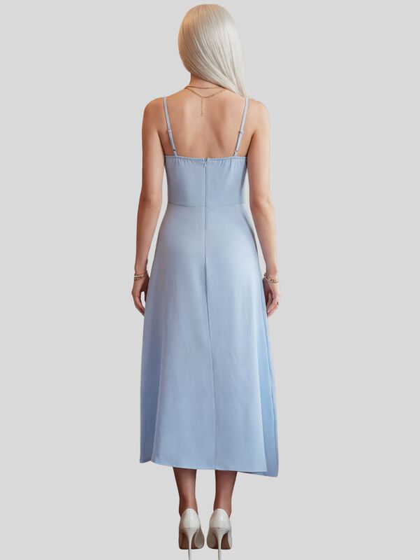 Vestido Midi Elegante Con Tirantes Y Detalle Fl... image number null