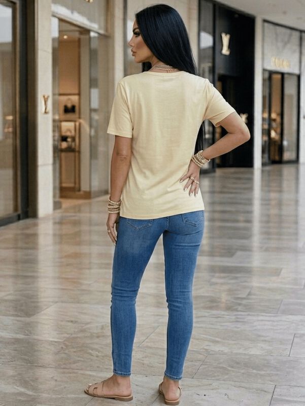 Blusa Casual Estampada Malabis Bl-1042 Beige image number null