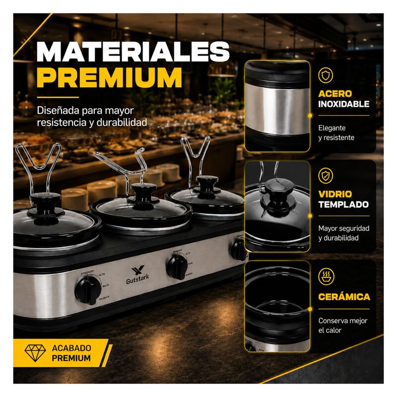 Bufetera Electrica 3 Insertos 1l Slow Cook Tapa... image number null